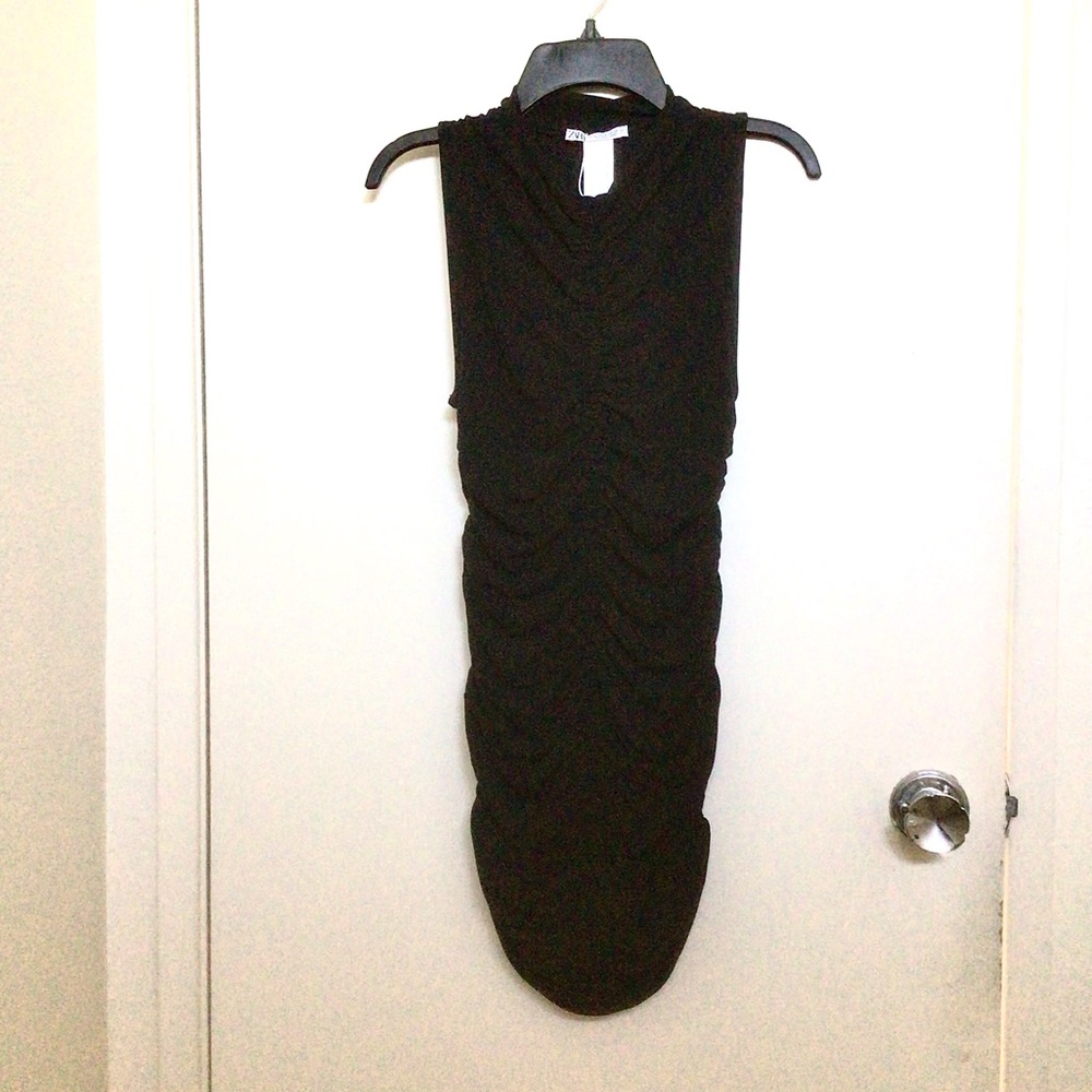 Zara Black Ruched Dress - Picture 3 of 6